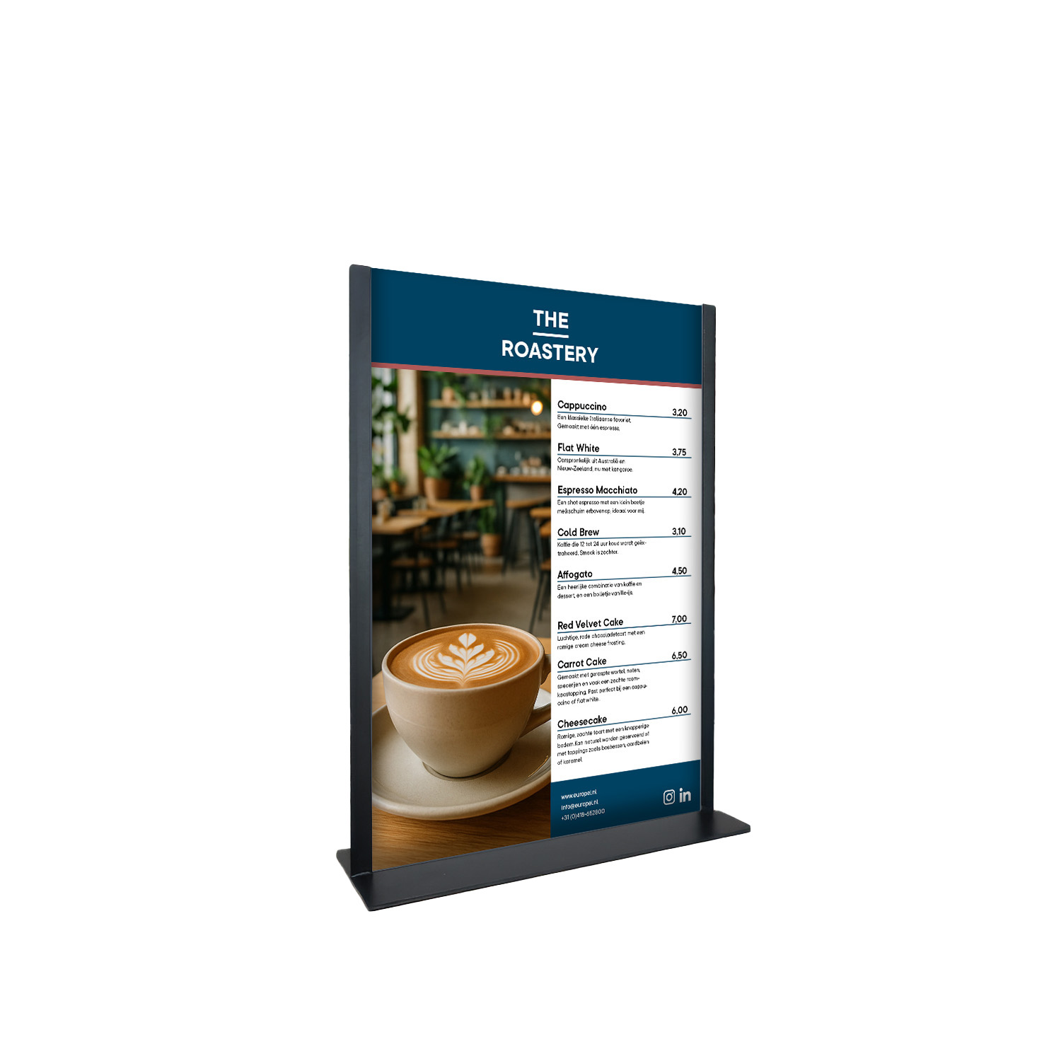 Europel Card holder black metal with acrylic A5 signboardEuropel Card holder black metal with acrylic A5 signboard