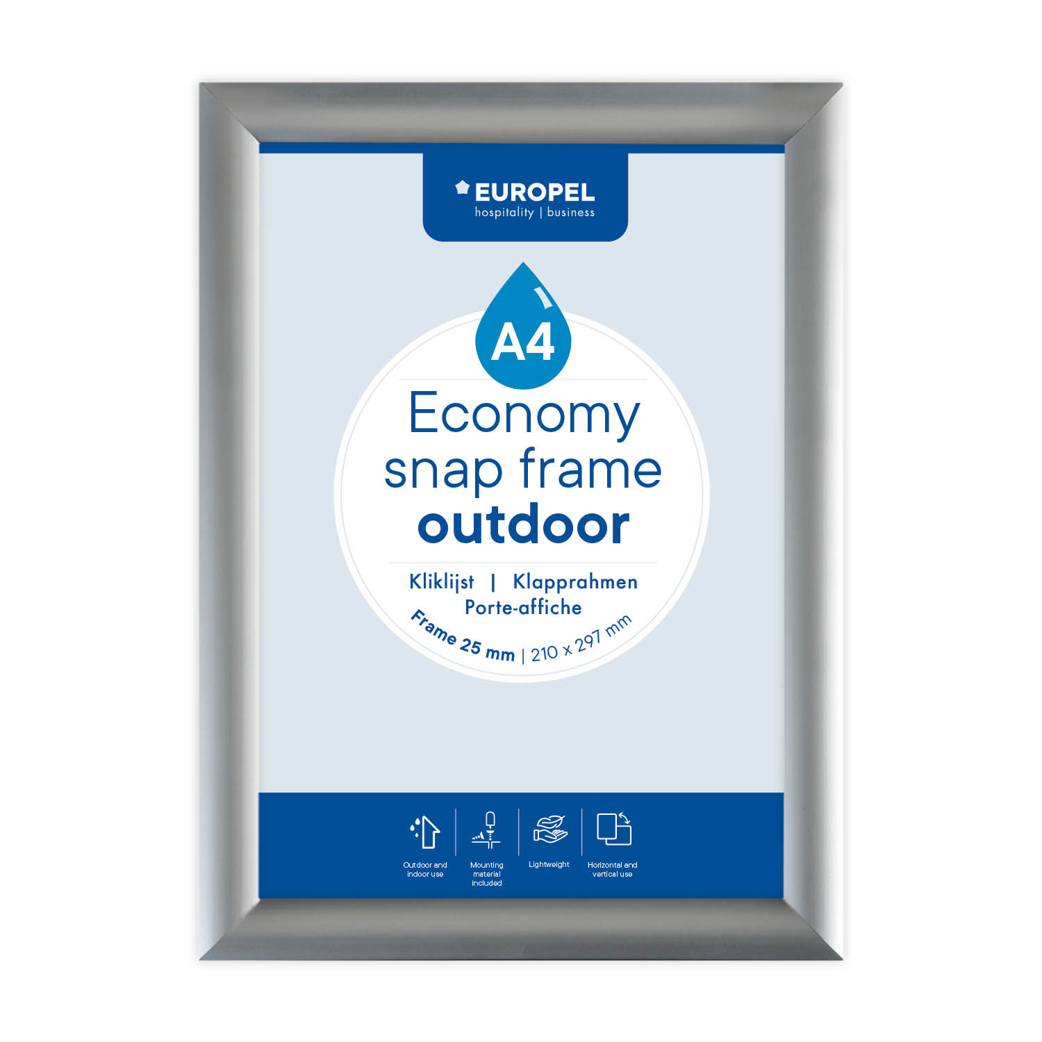 Europel Snap Frame Economy Outdoor A4 Silver 25 mmEuropel Snap Frame Economy Outdoor A4 Silver 25 mm