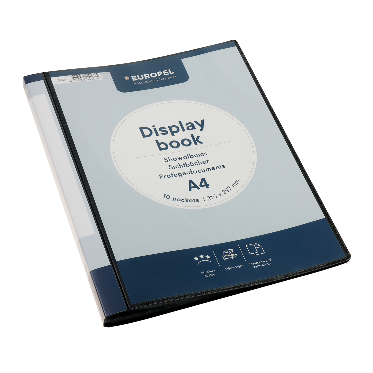 Europel Display Book Frontview A4 10 Pockets Black