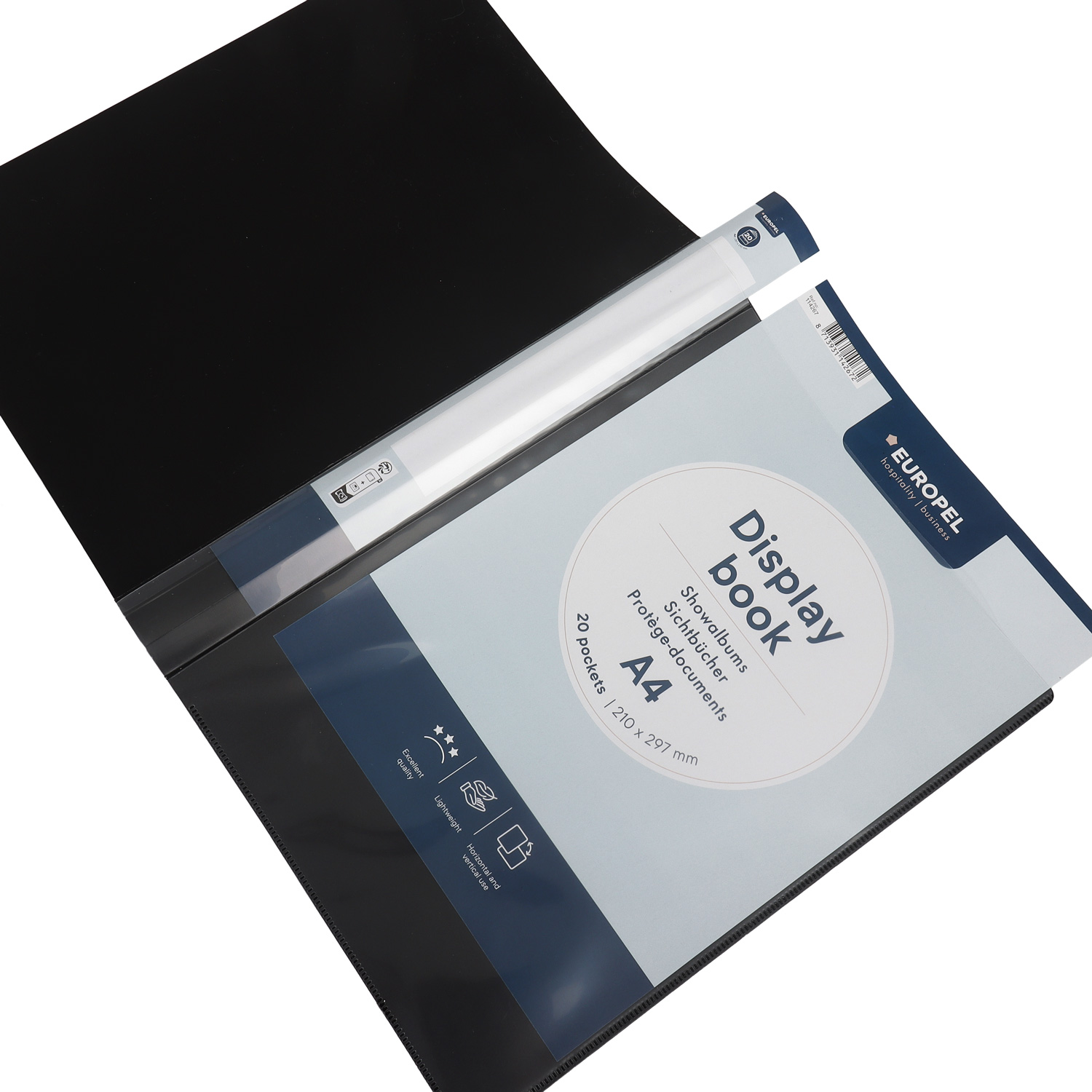 Europel Display Book Frontview A4 20 Pockets Black