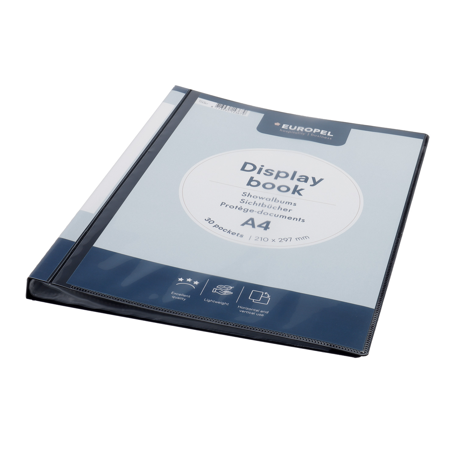 Europel Display Book Frontview A4 30 Pockets Black