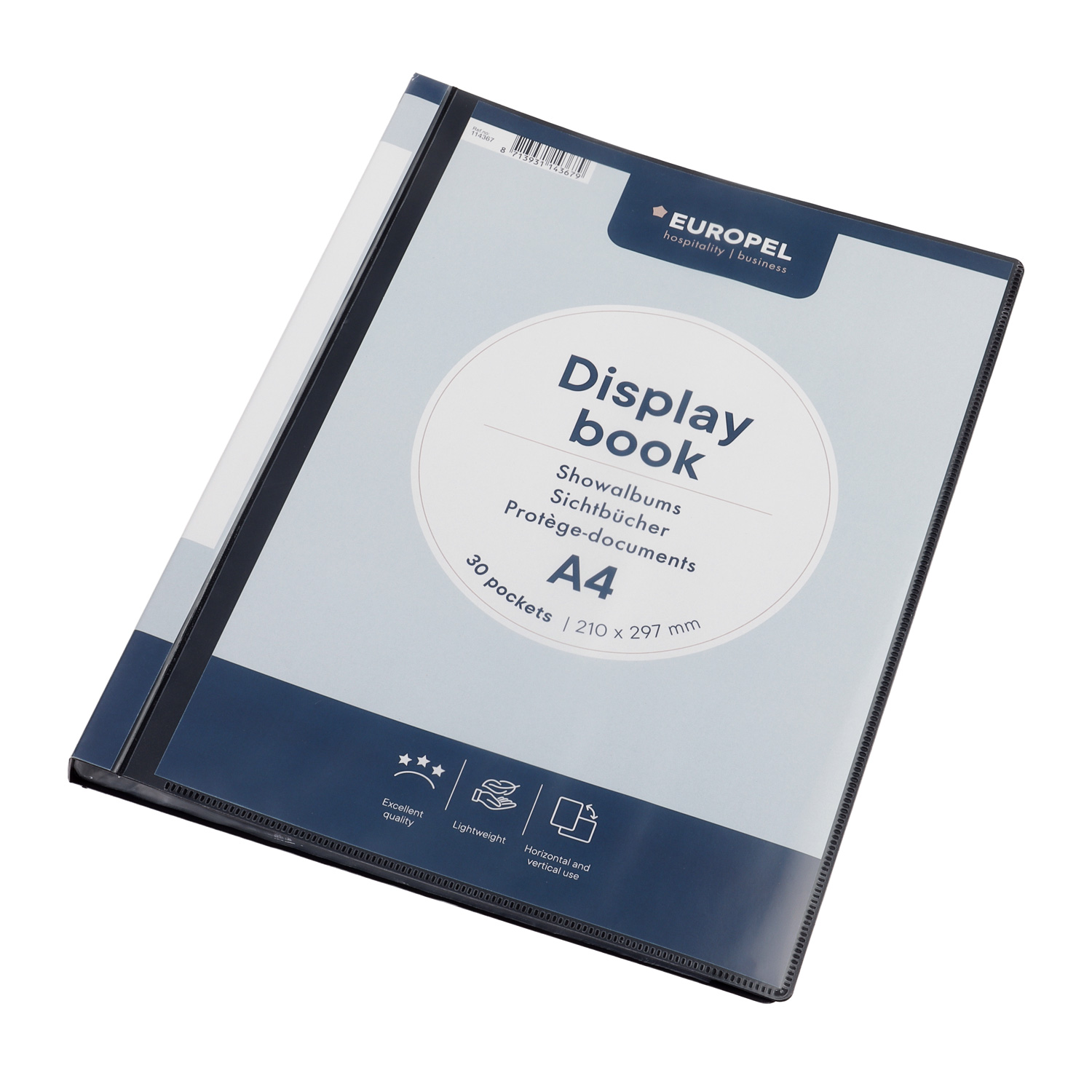 Europel Display Book Frontview A4 30 Pockets Black