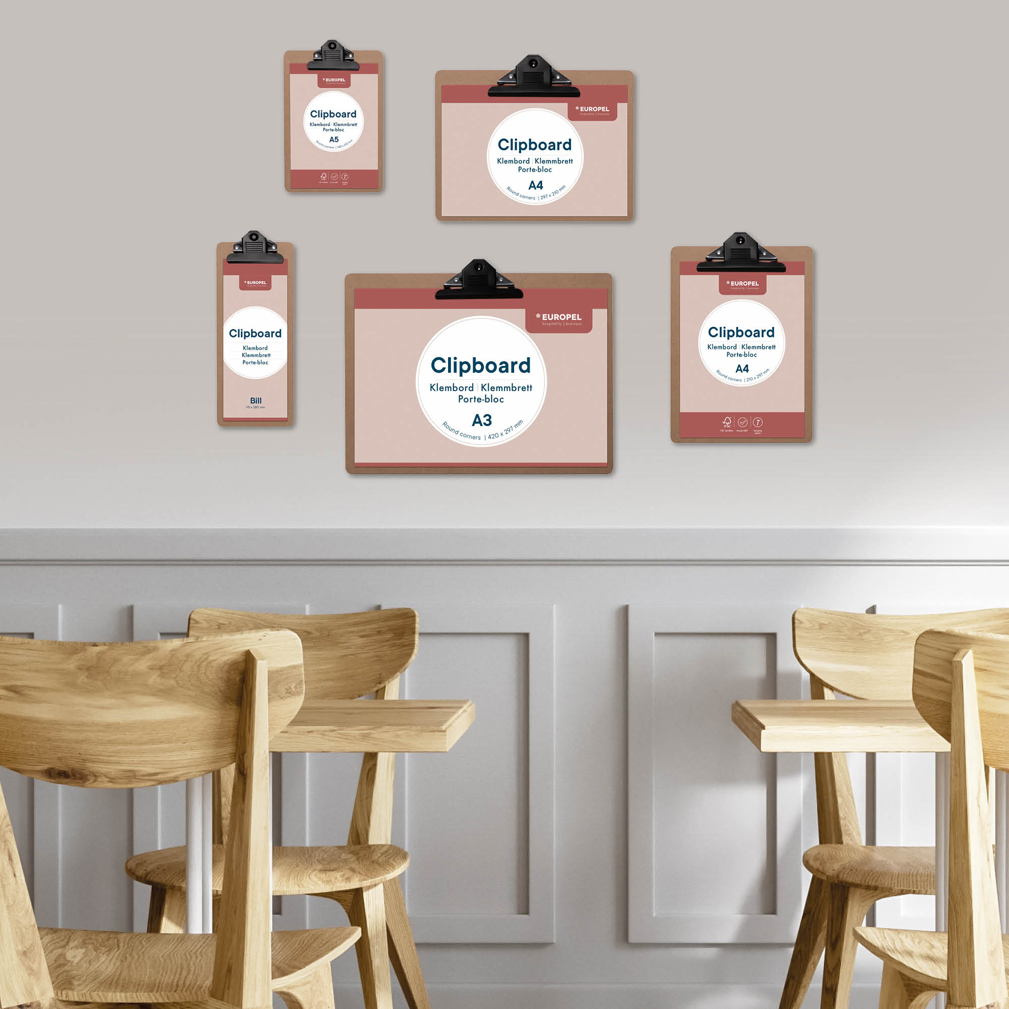 Europel Clipboard A4 MDF Portrait Wood