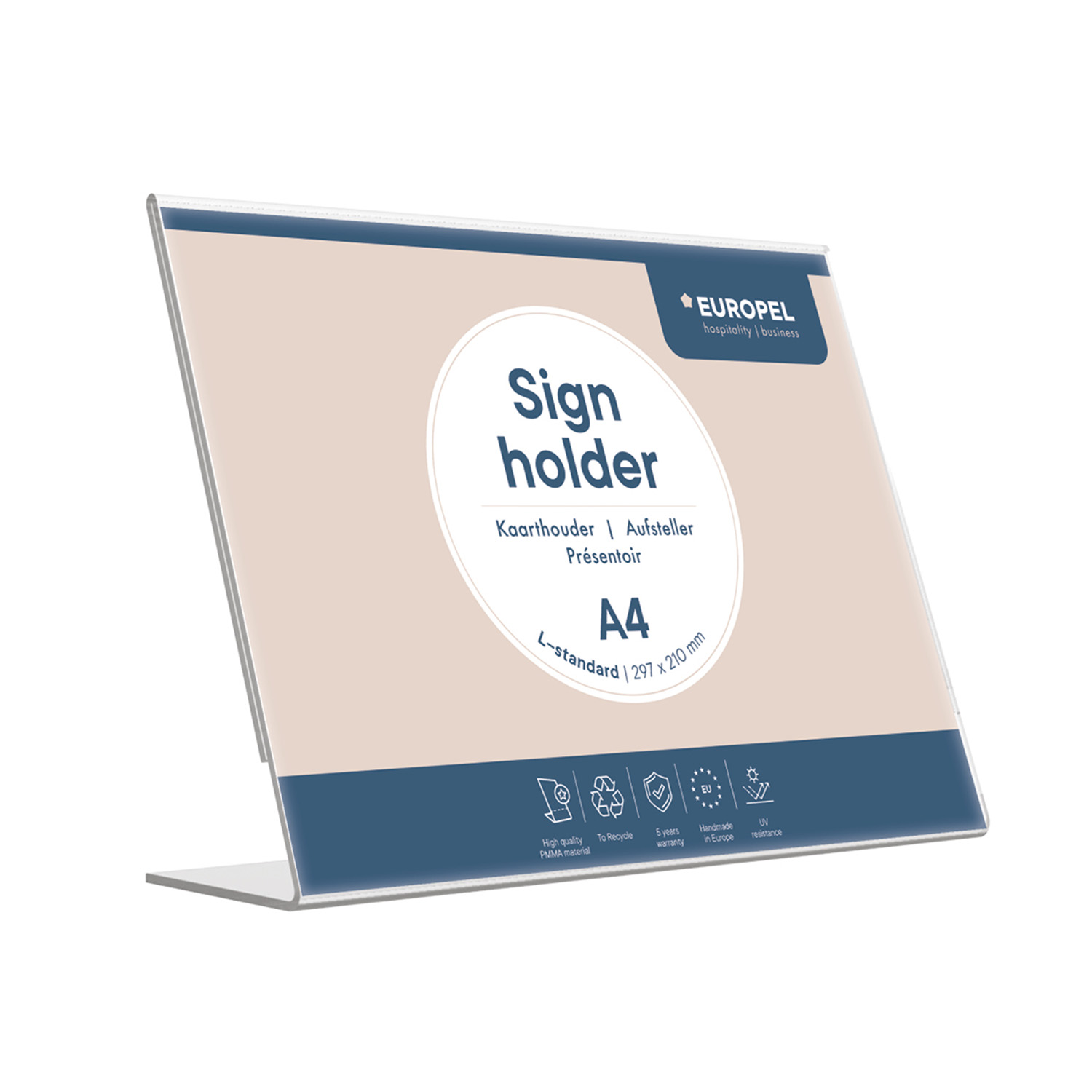 Europel Sign Holder L-standard A4 Landscape Acryl
