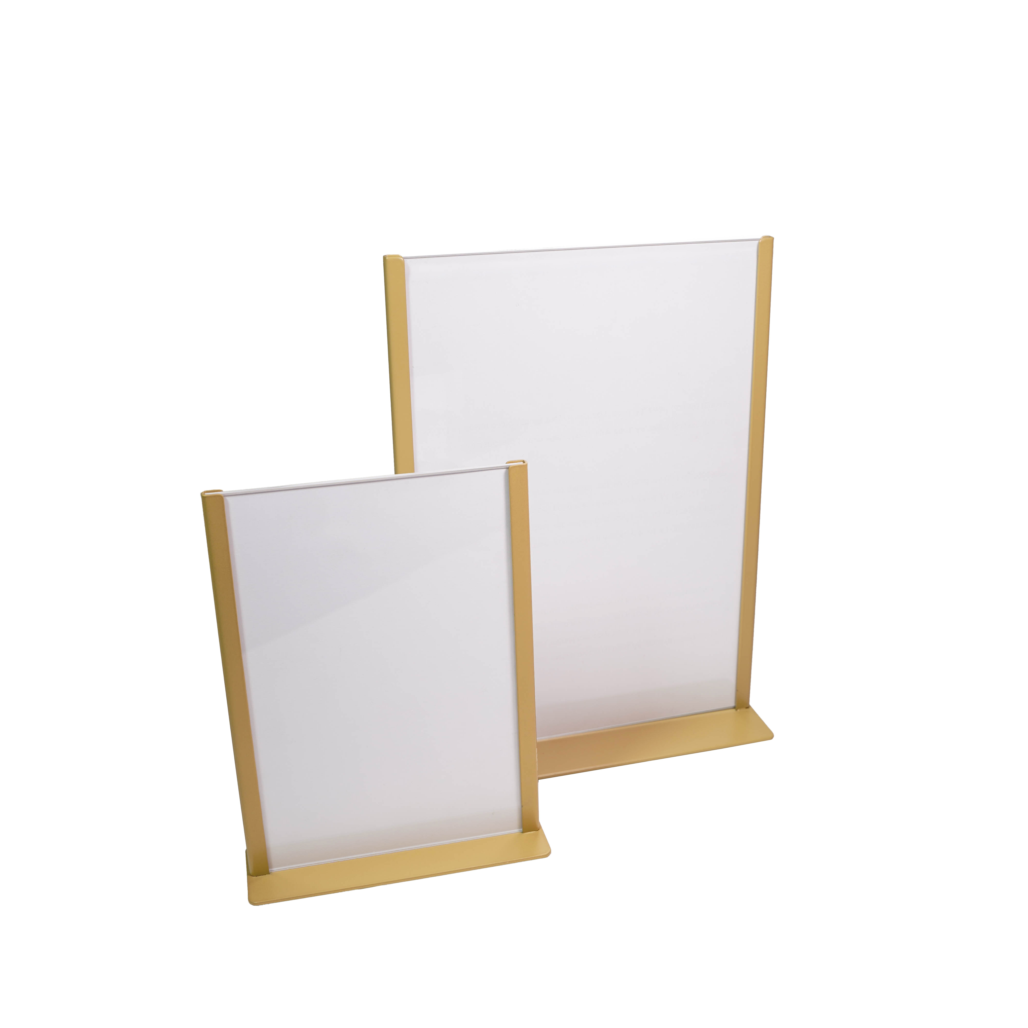 Europel Table Sign Holder - Metal with Acrylic Panel - A5 - Gold 