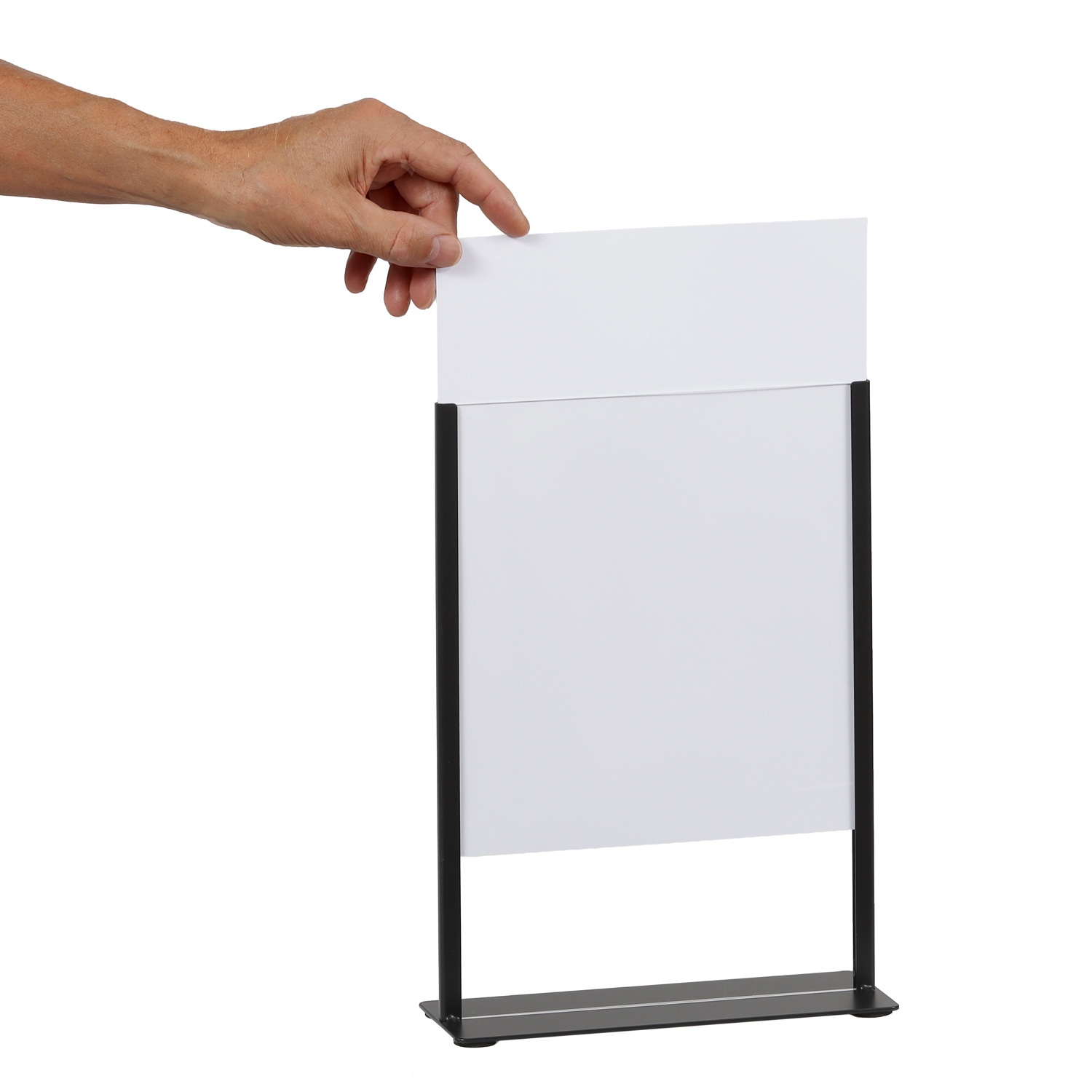 Europel Card holder black metal with acrylic A4 signboard