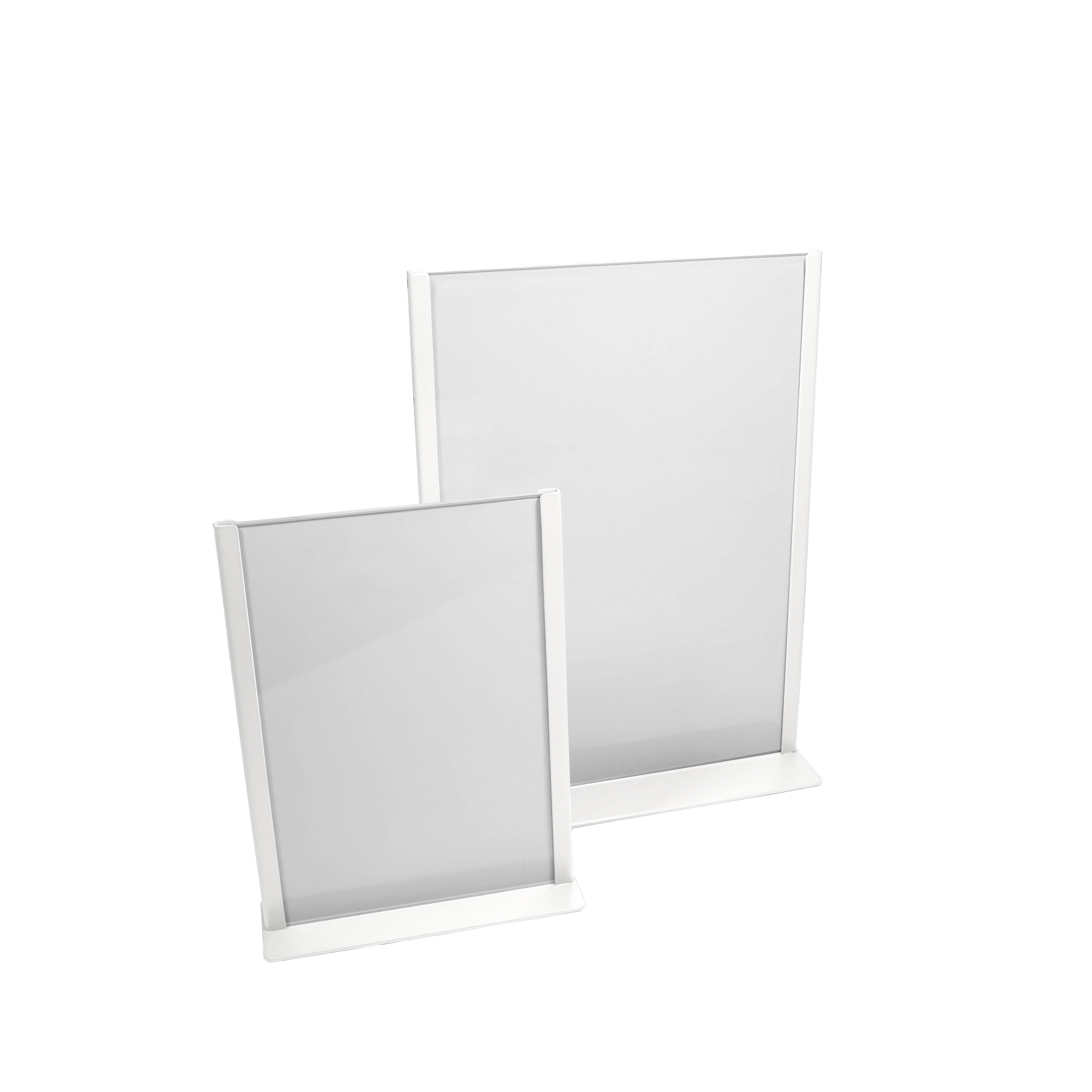 Europel Table Sign Holder - Metal with Acrylic Panel - A4 - White
