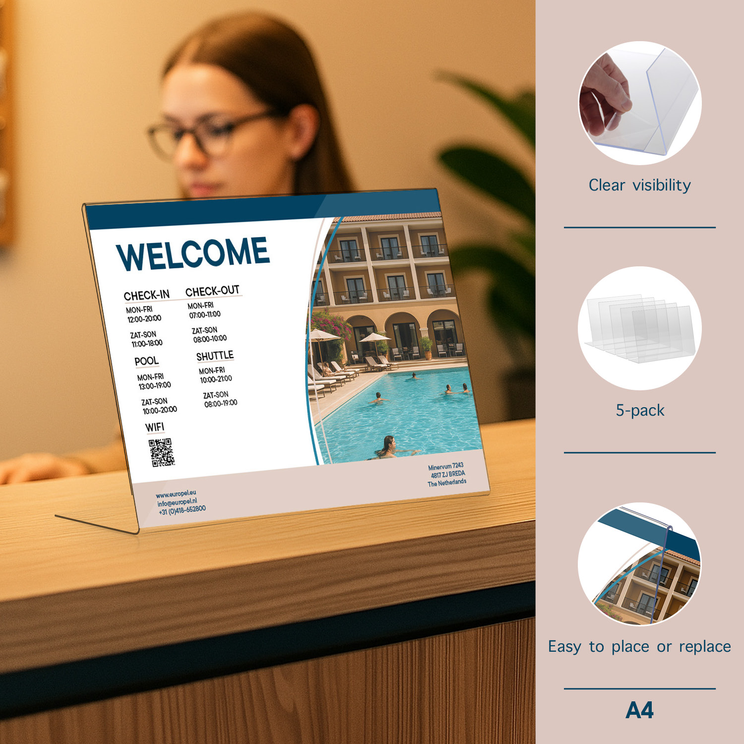 Europel Sign Holder Budget L-standard A4 landscape