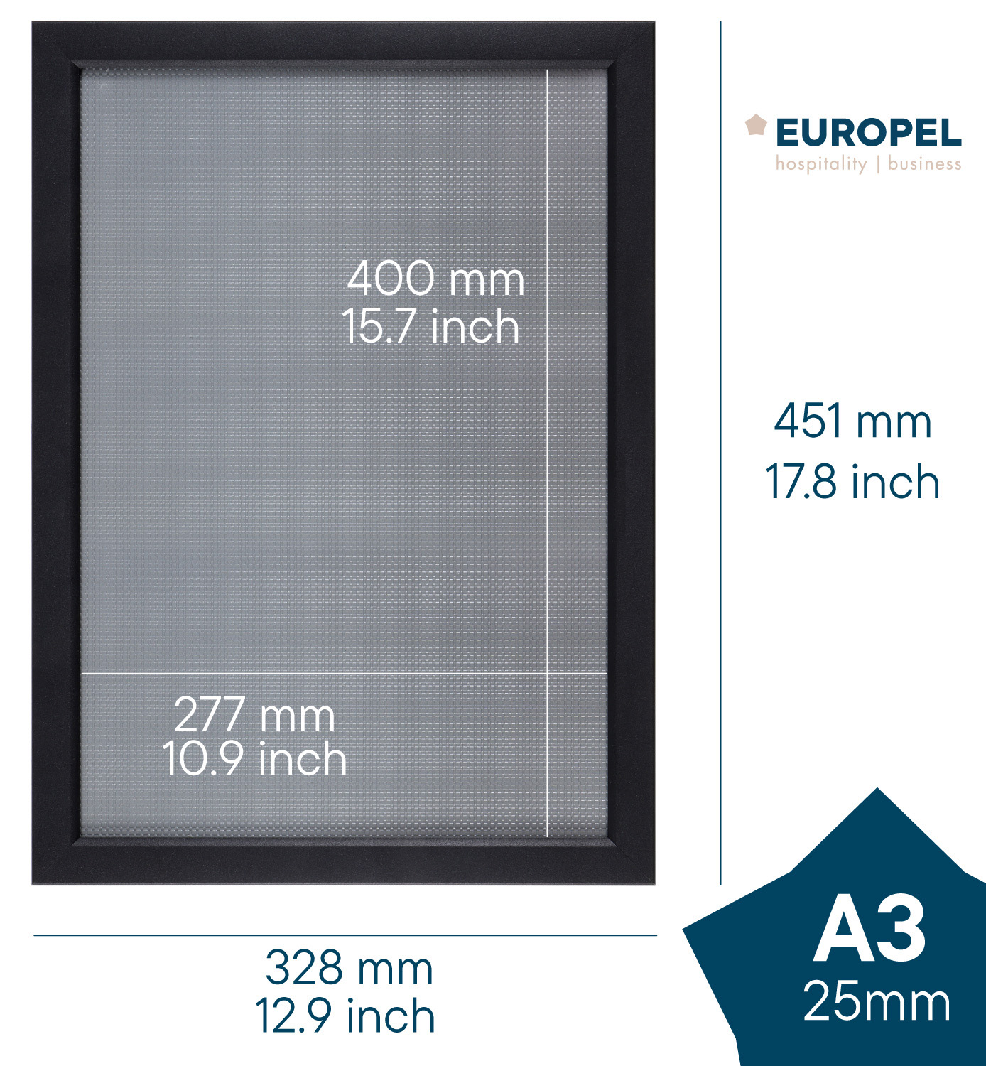 Europel Snap Frame Premium+ A3 25 mm Matt Black