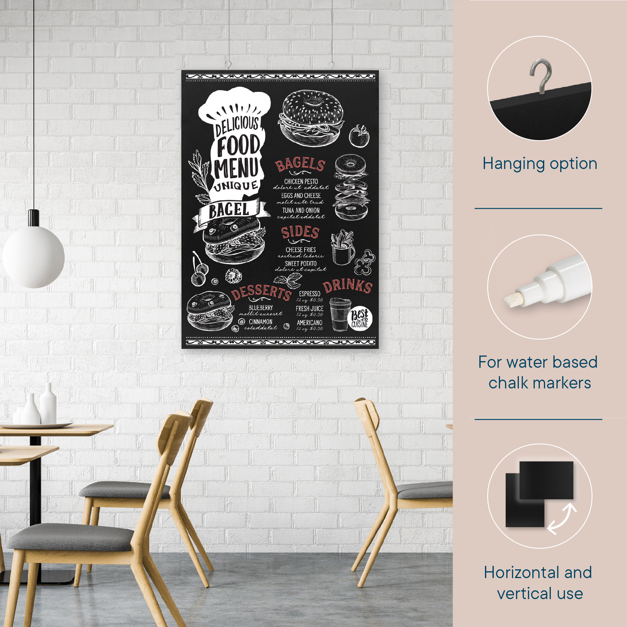 Europel Chalk Board 60 x 84 cm Black