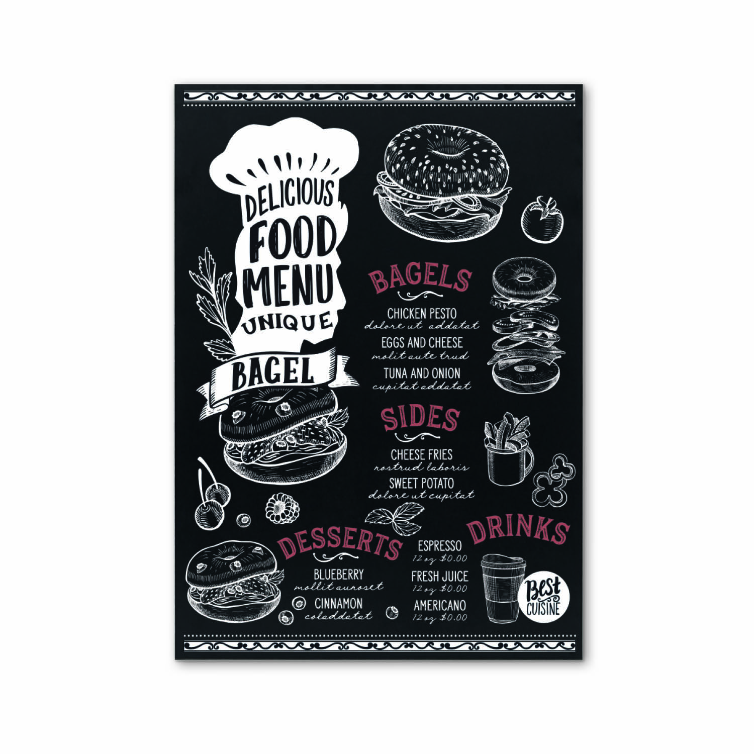 Europel Chalk Board 60 x 84 cm Black