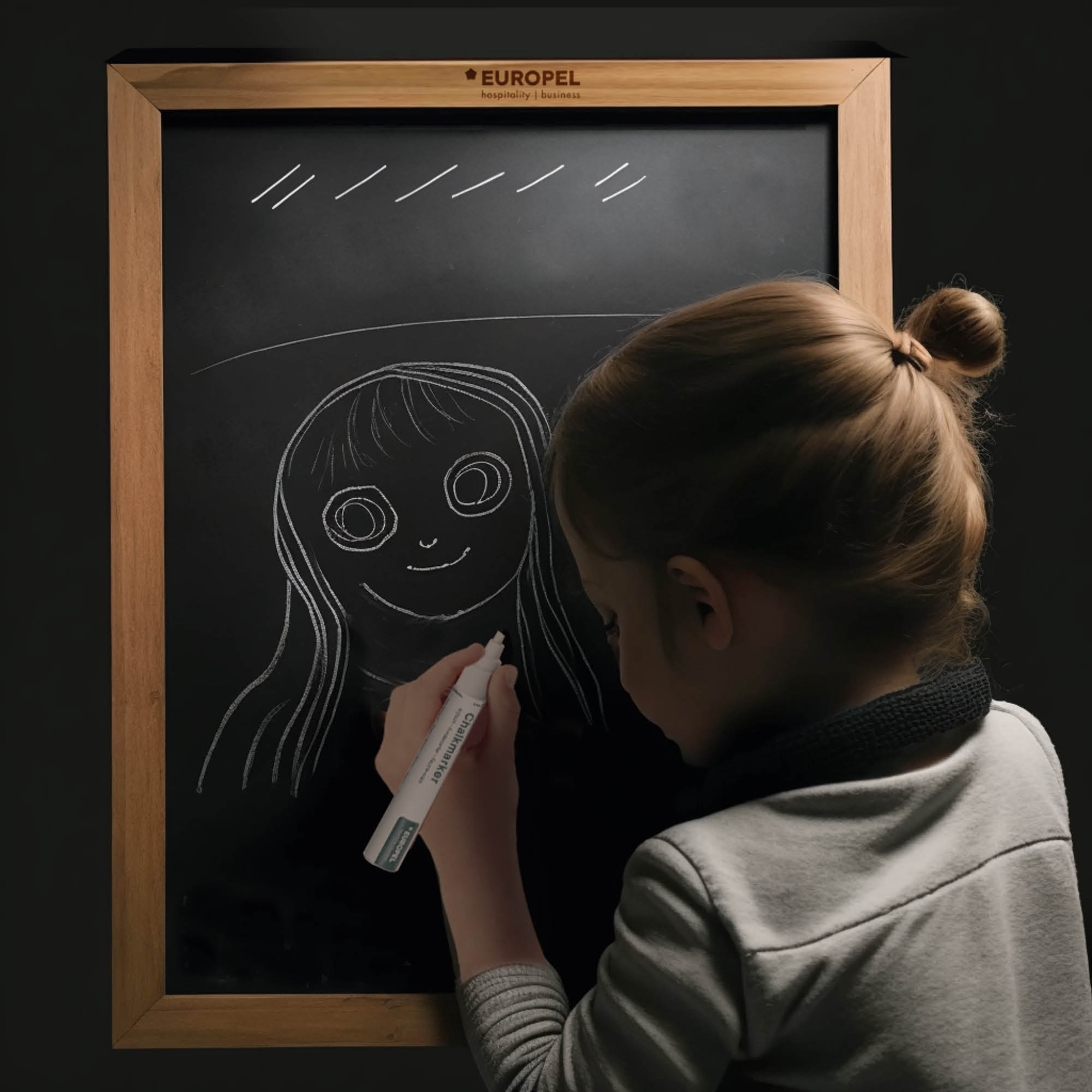Europel Chalk Board Wooden Frame 60 x 84 cm Natural