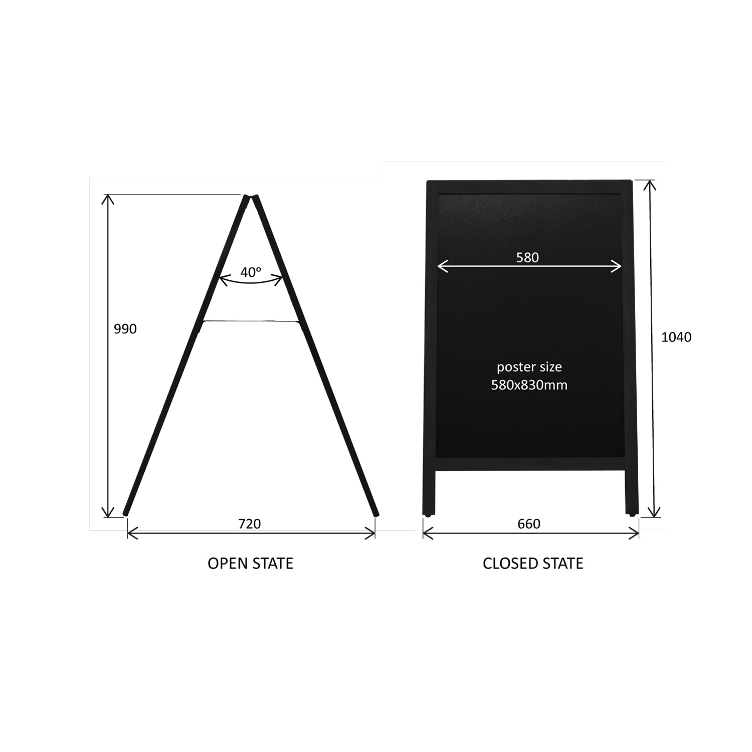 Europel Chalkboard 660 x 1040 mm Black