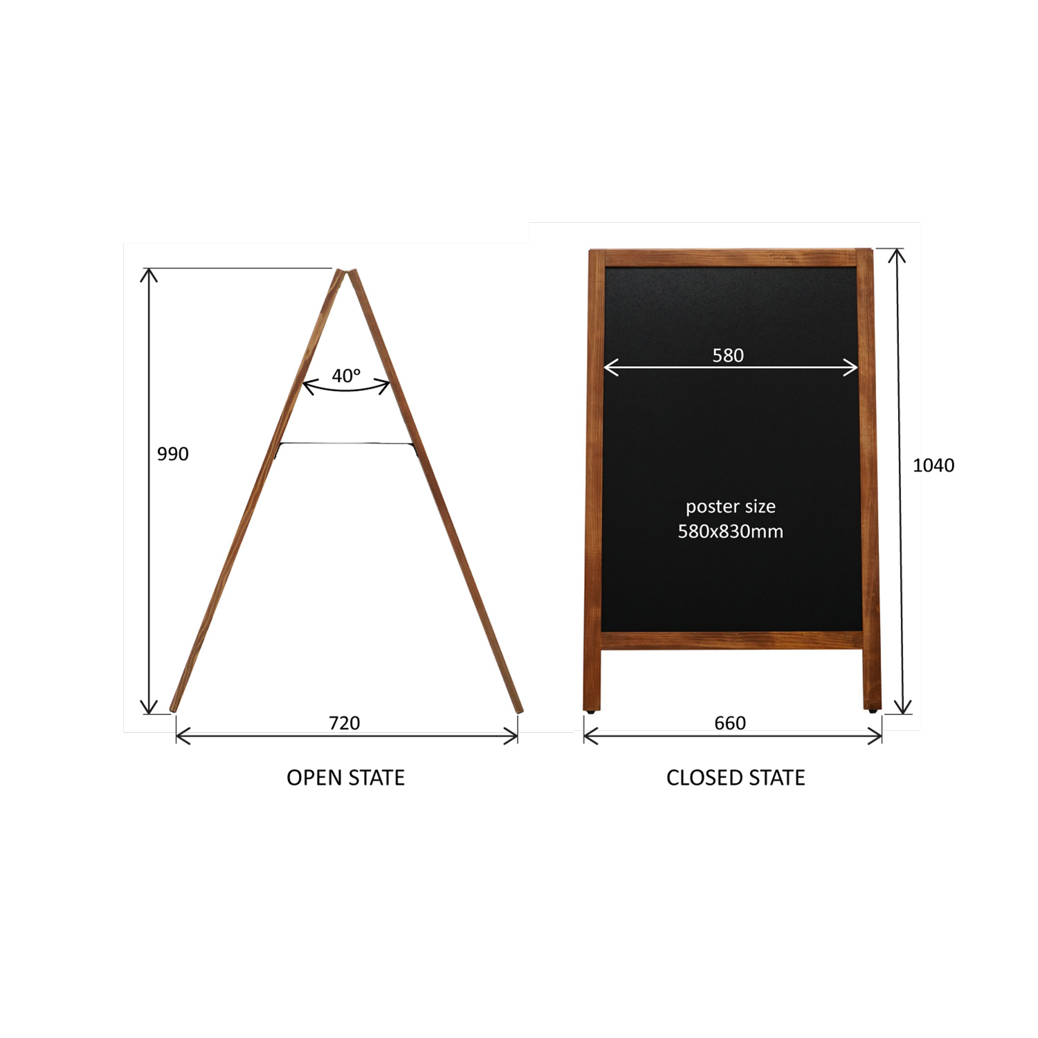 Chalk A board Europel 660x1040 mm Natural