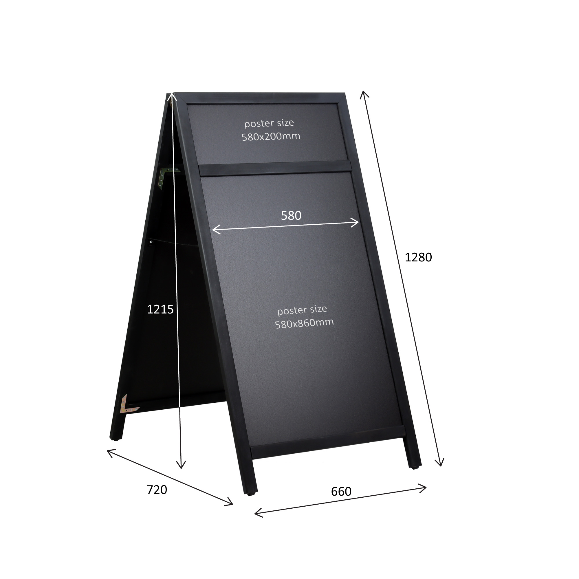 Europel Chalkboard with Header 660 x 1280 mm DELUX Black