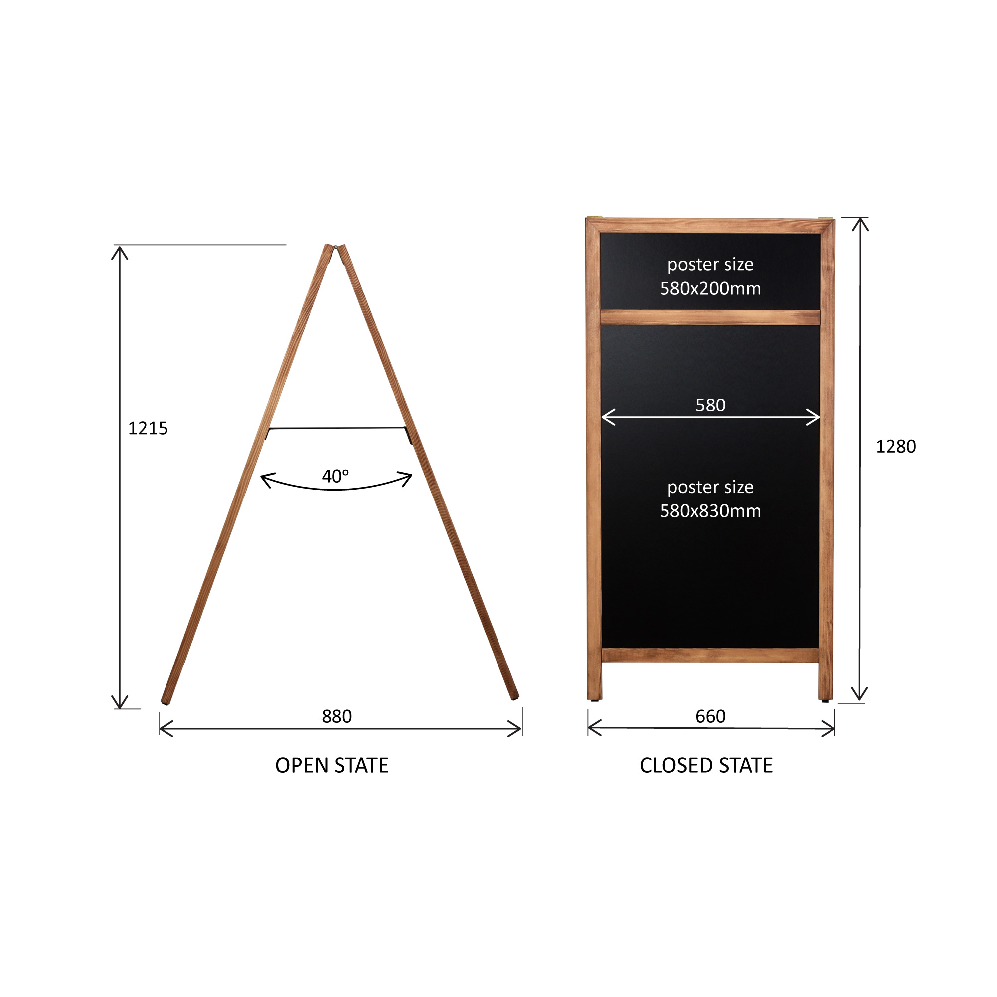Europel Chalkboard with Header 660 x 1280 mm DELUX Natural