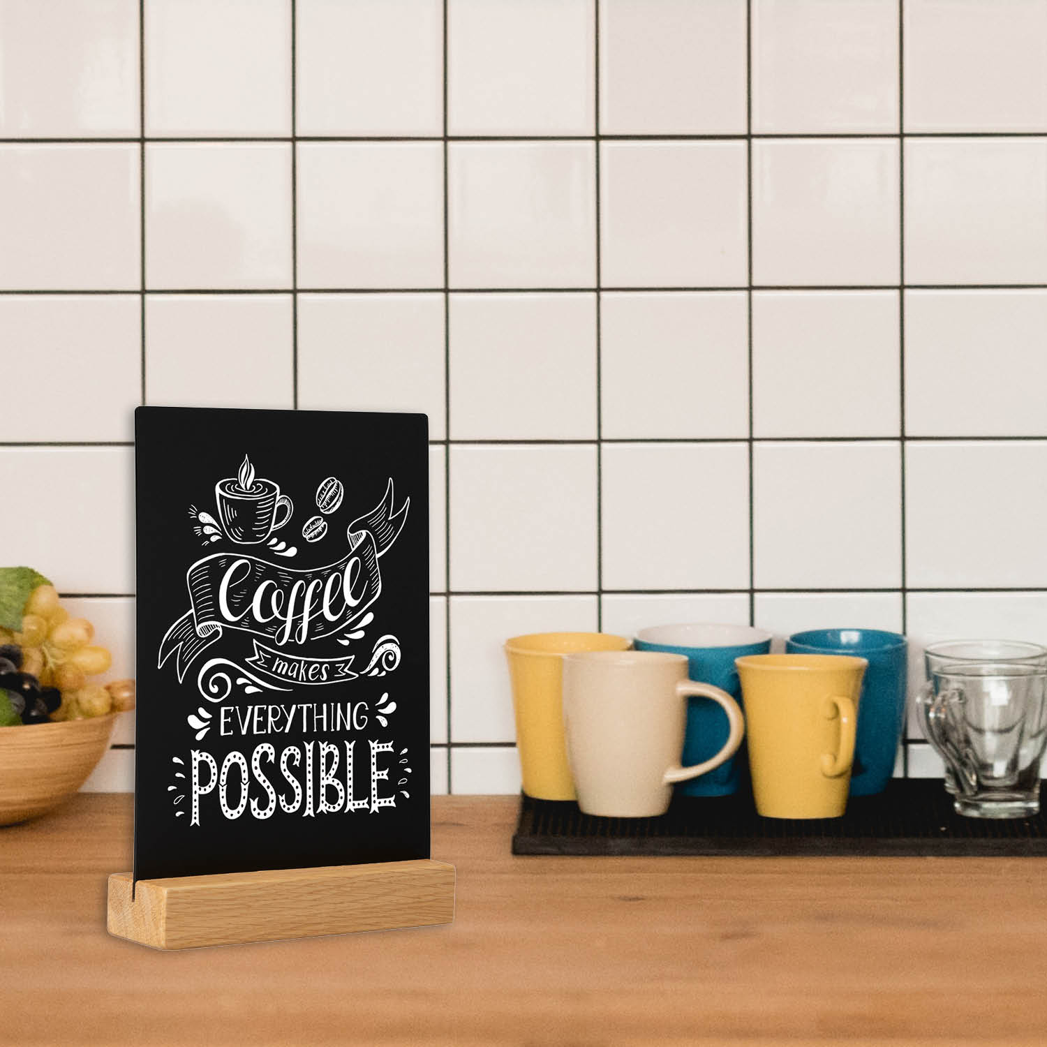 Europel Chalk Board Desk Top Wood Base A5