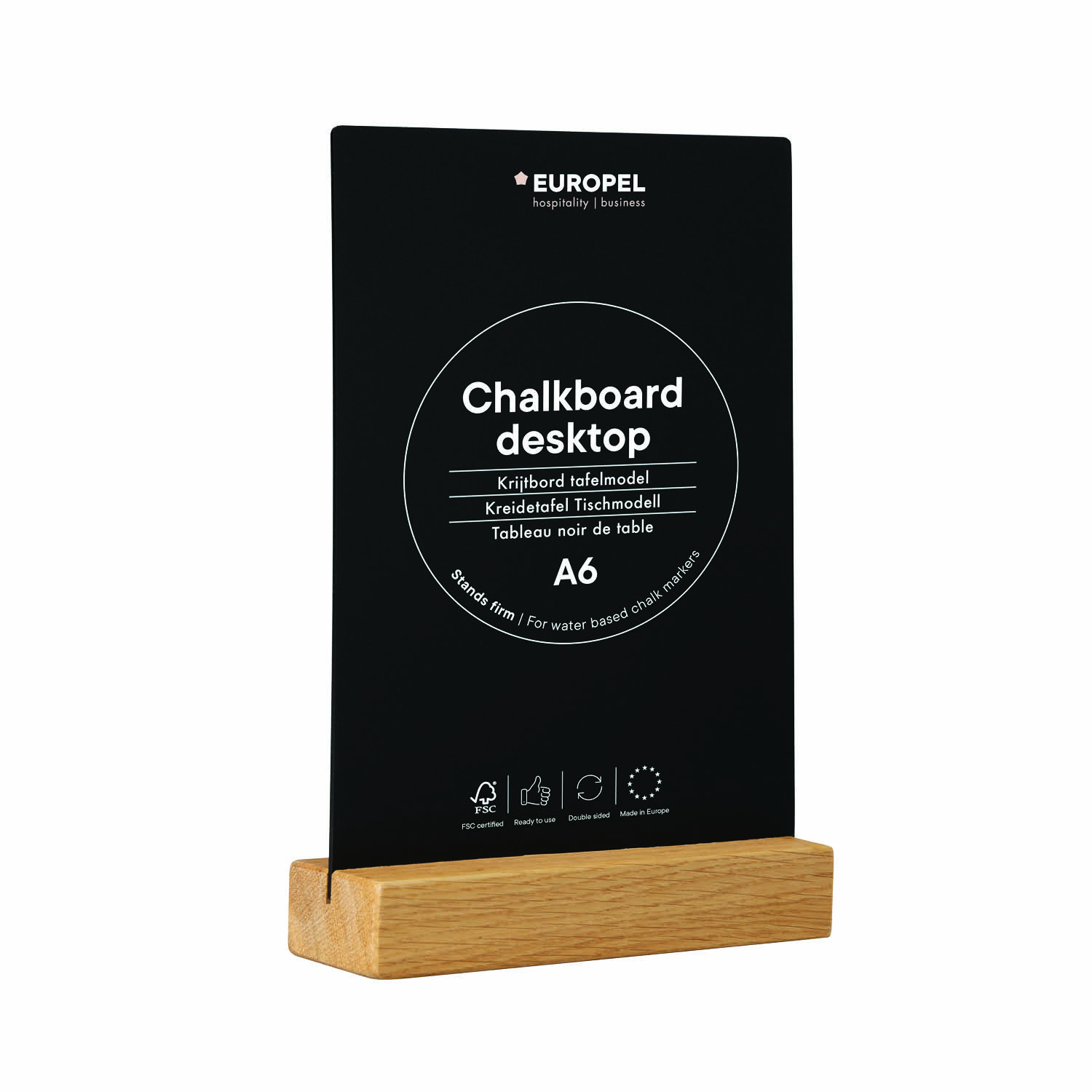 Europel Chalk Board Desk Top Wood Base A5