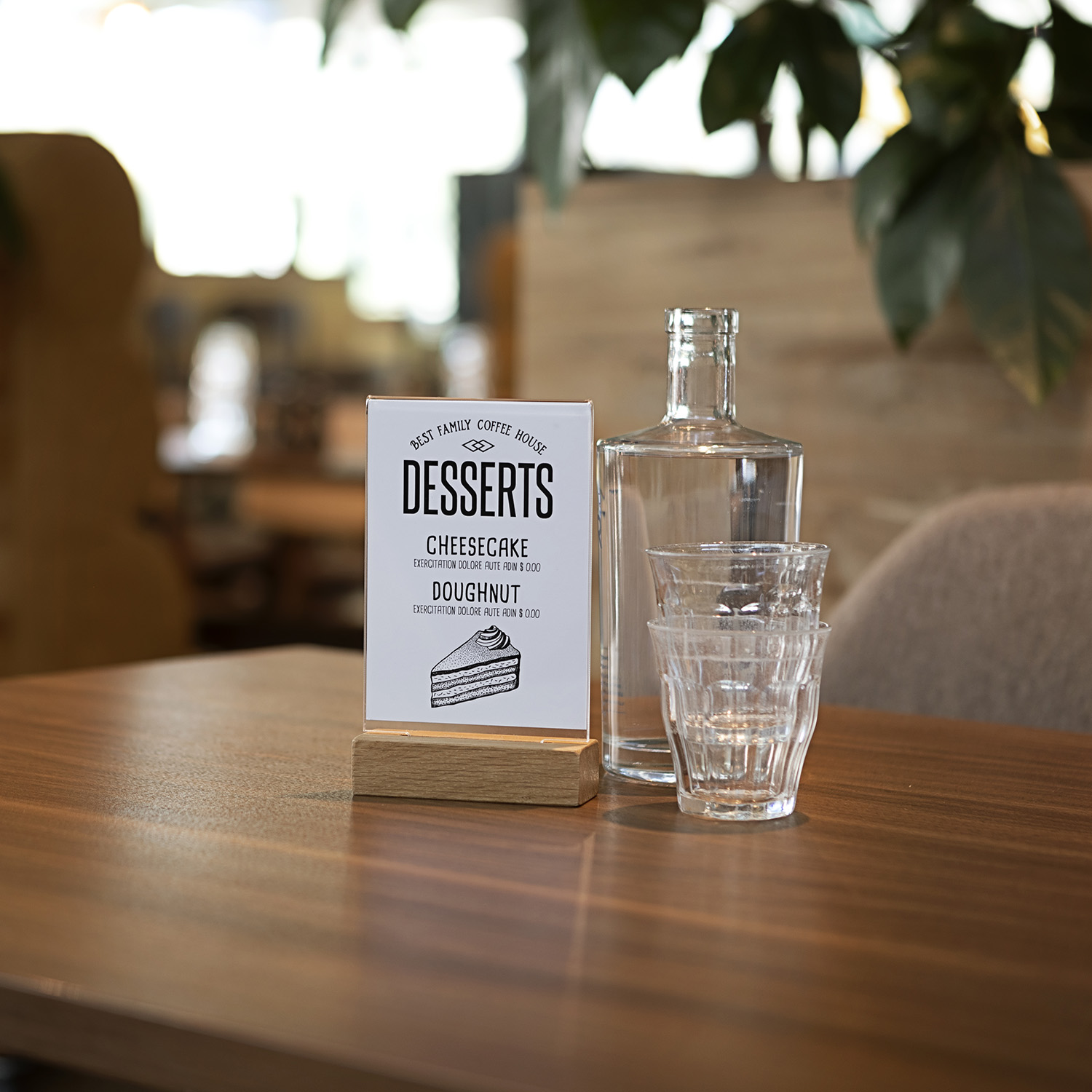 Europel Sign Holder A6 Portrait Acryl with Wood Base 