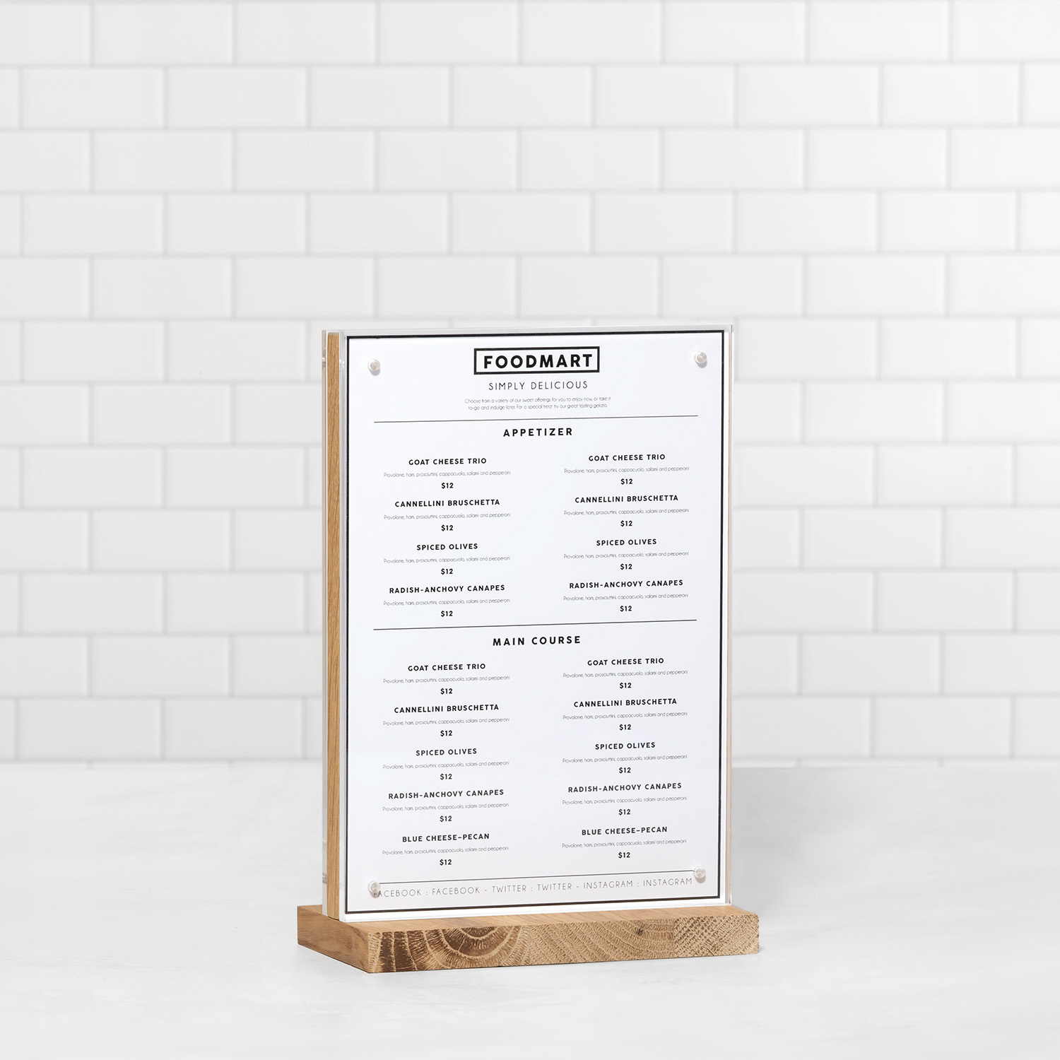 Europel Sign Holder T-standard A5 Wood Magnetic 