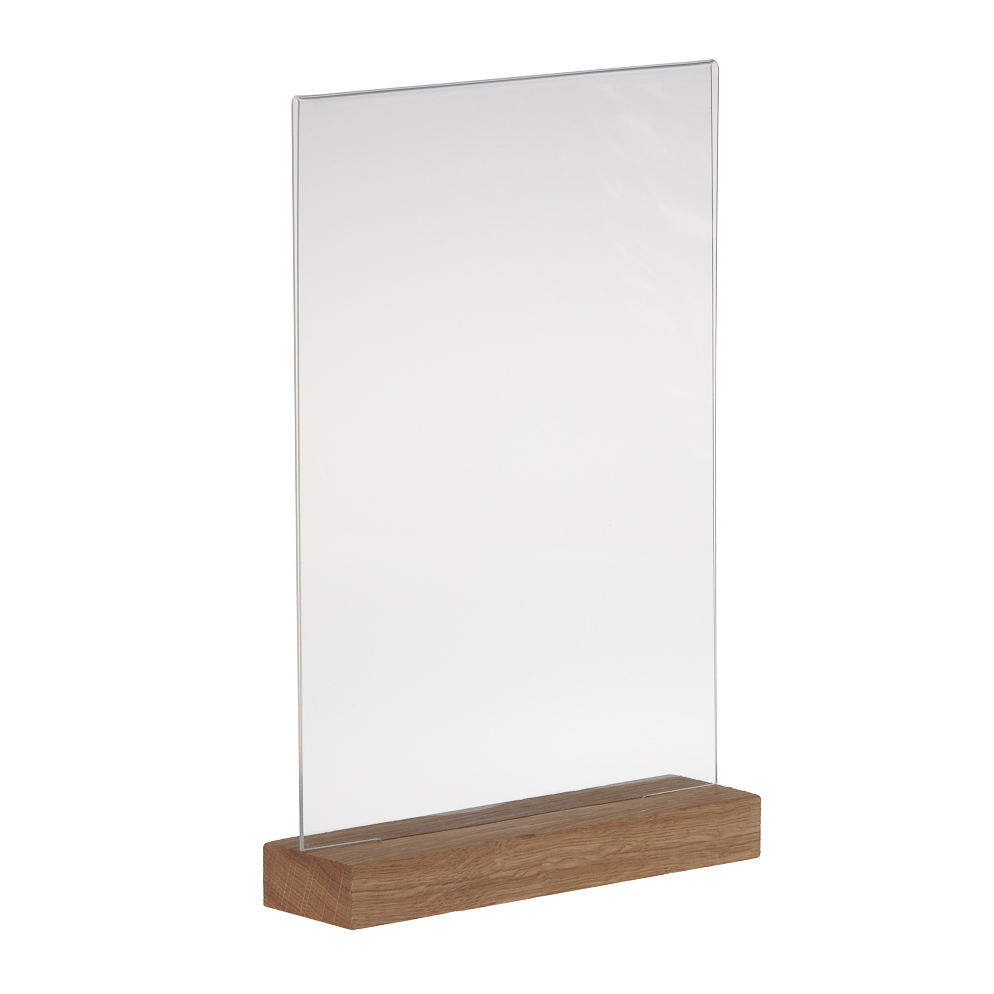 Europel Cardholder Acrylic with Oak Wooden Base A4 Portrait – Premium Display Stand