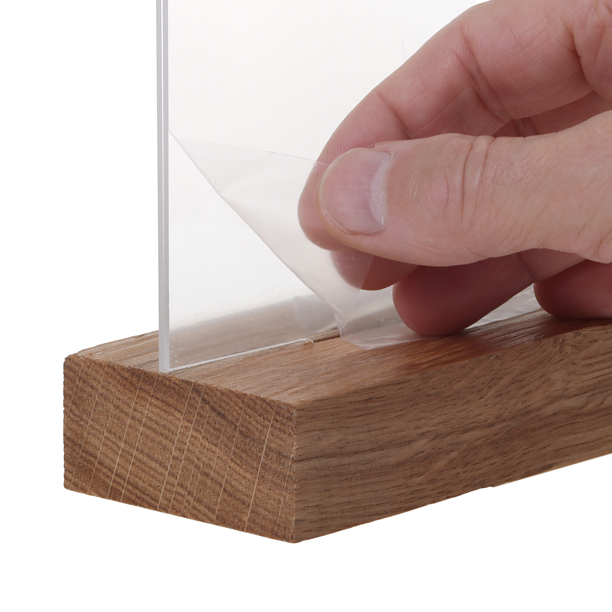 Europel Cardholder Acrylic with Wooden Base A5 Landscape – Premium Display Stand