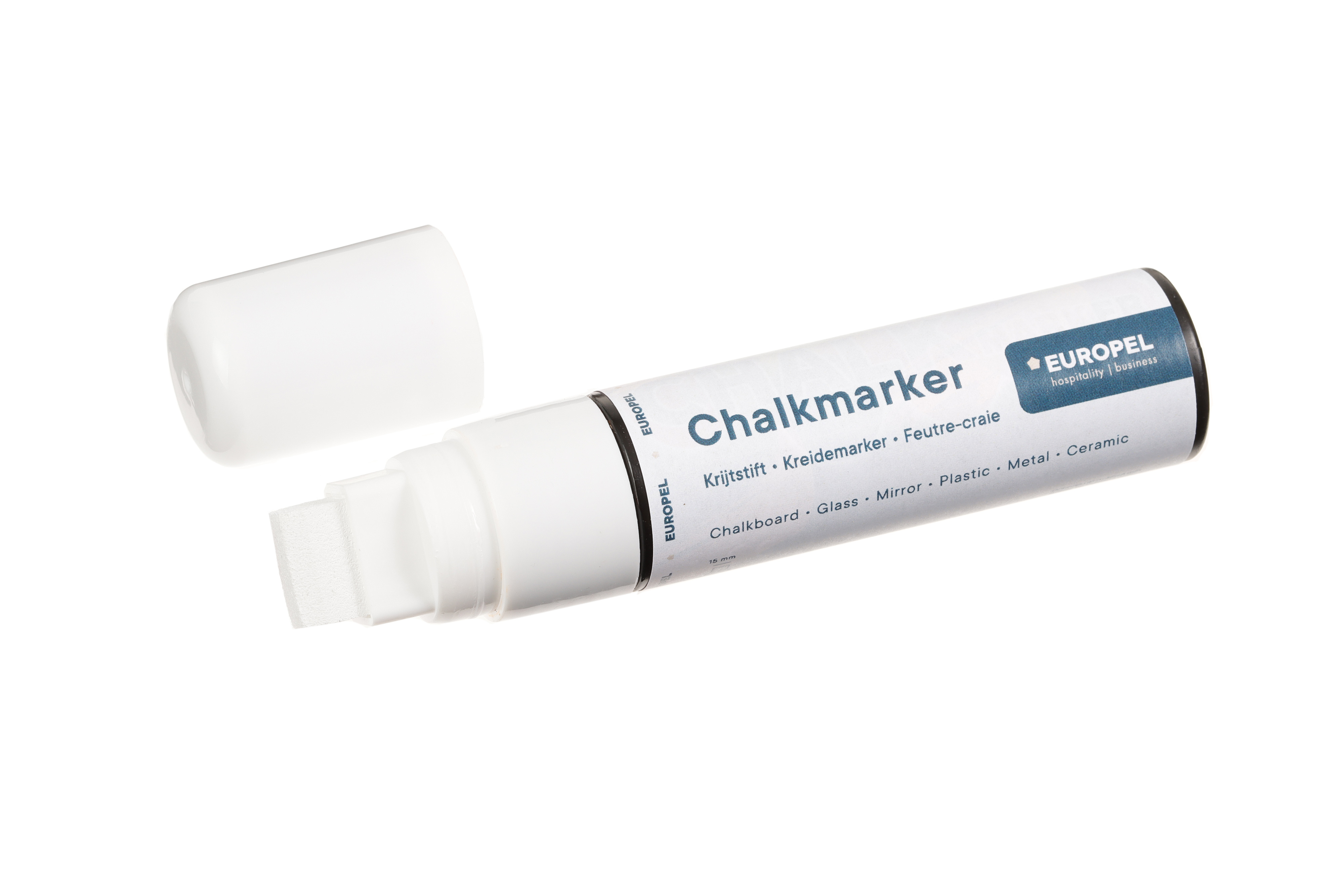 Europel Chalk Marker 15 mm White Blister Card 1 pcs