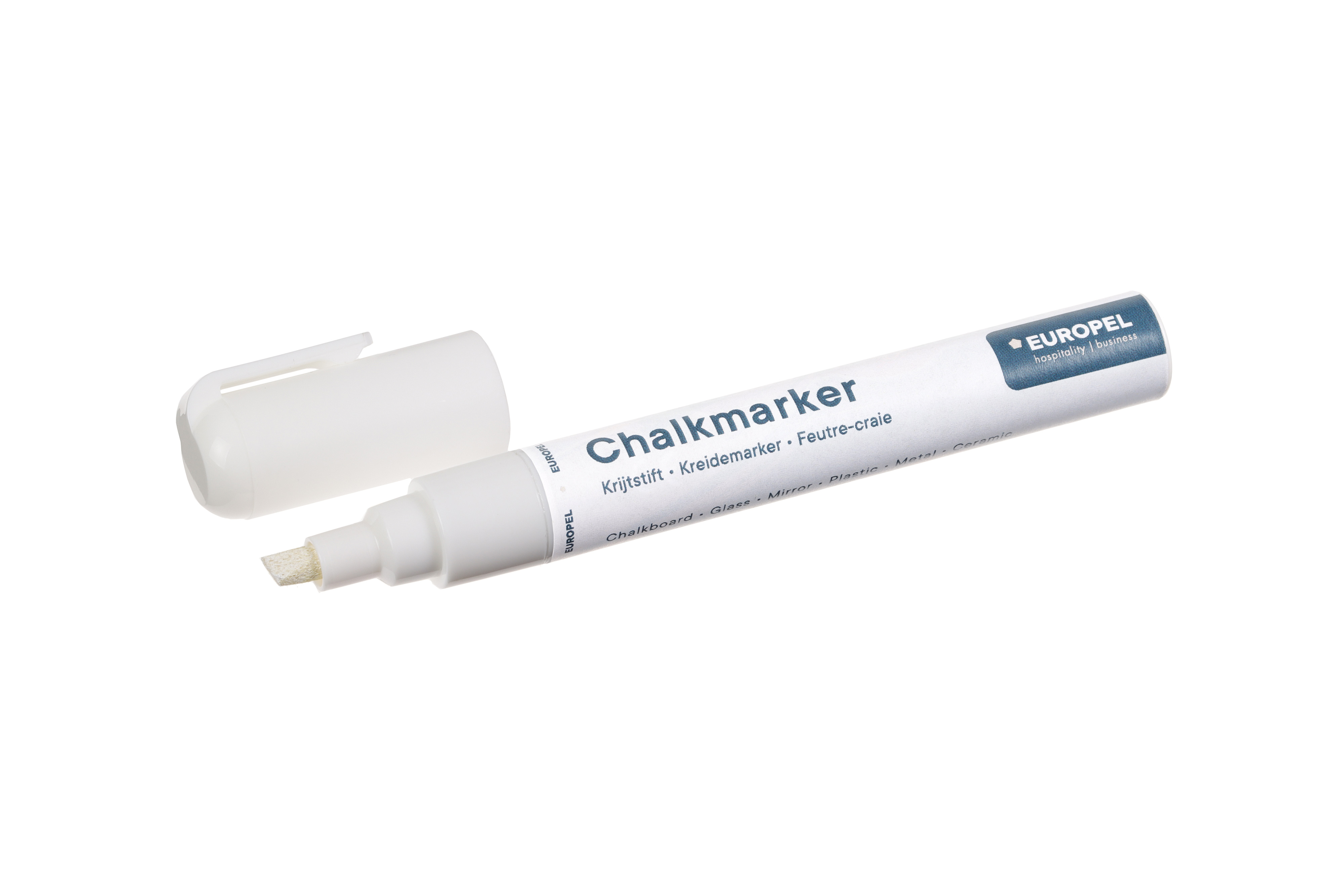 Europel Chalk Marker 1-6 mm White PVC BOX 8 pcs