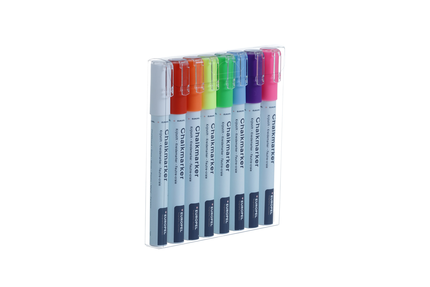 Europel Chalk Marker 1-3 mm Assorted Colours PVC BOX 8 pcs