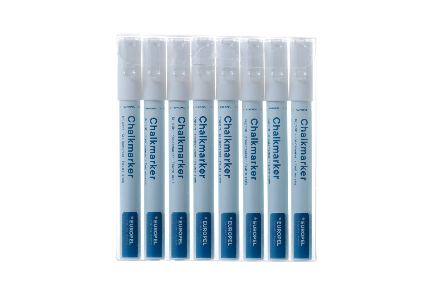 Europel Chalk Marker 1-3 mm White PVC BOX 8 pcs