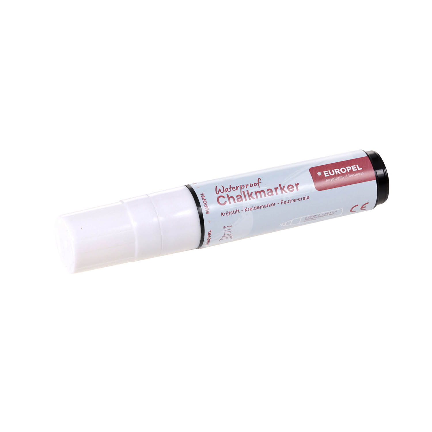 Europel Chalk Marker Waterproof 15 mm White Blister Card 1 pc