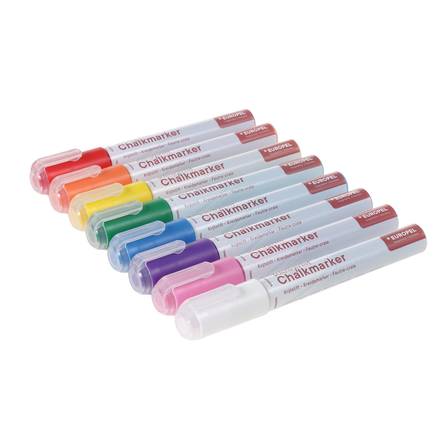 Europel Chalk Marker Waterproof 1-6 mm Assorted Colours PVC Box 8 pcs