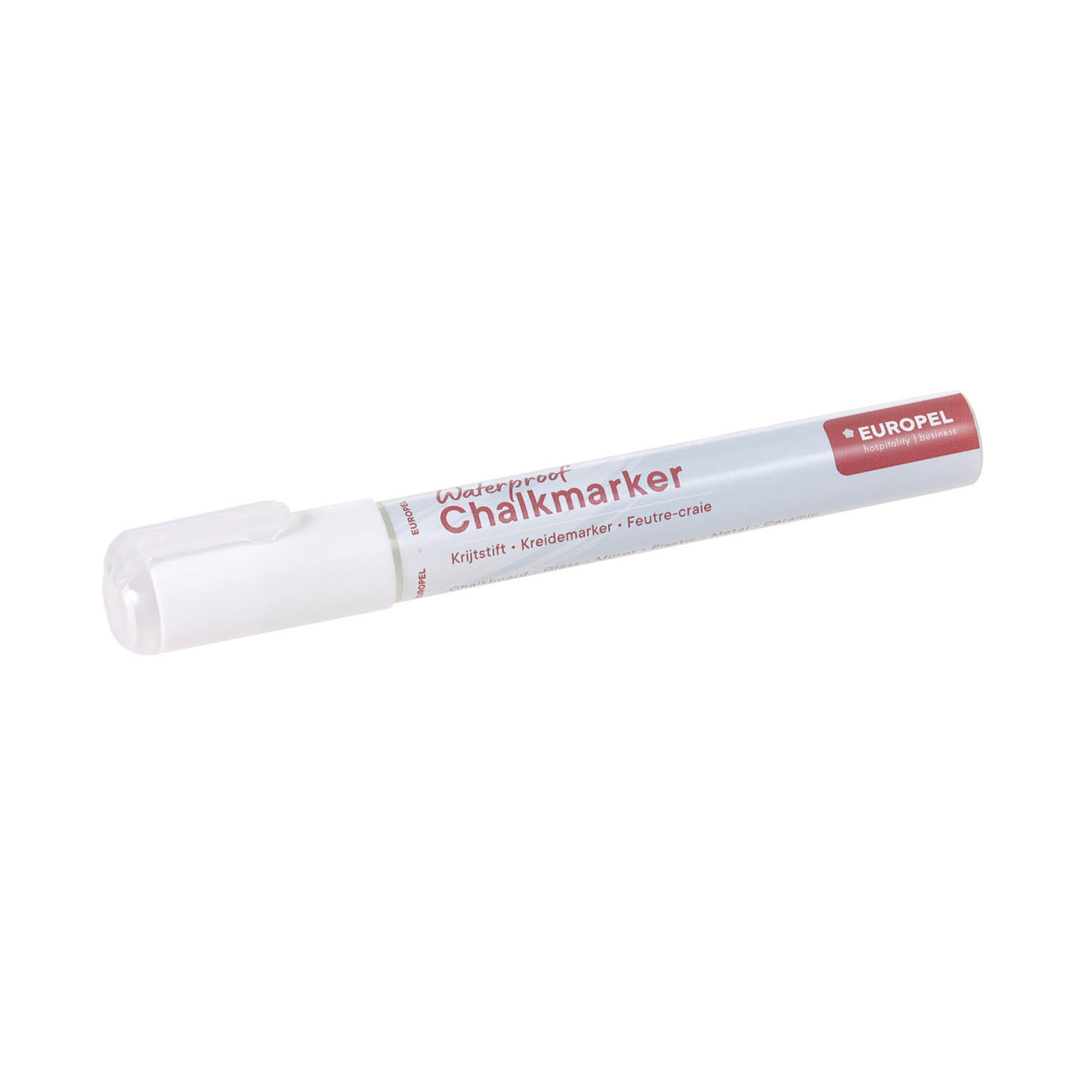 Europel Chalk Marker Waterproof 1-6 mm White Blister Card 1 pcs