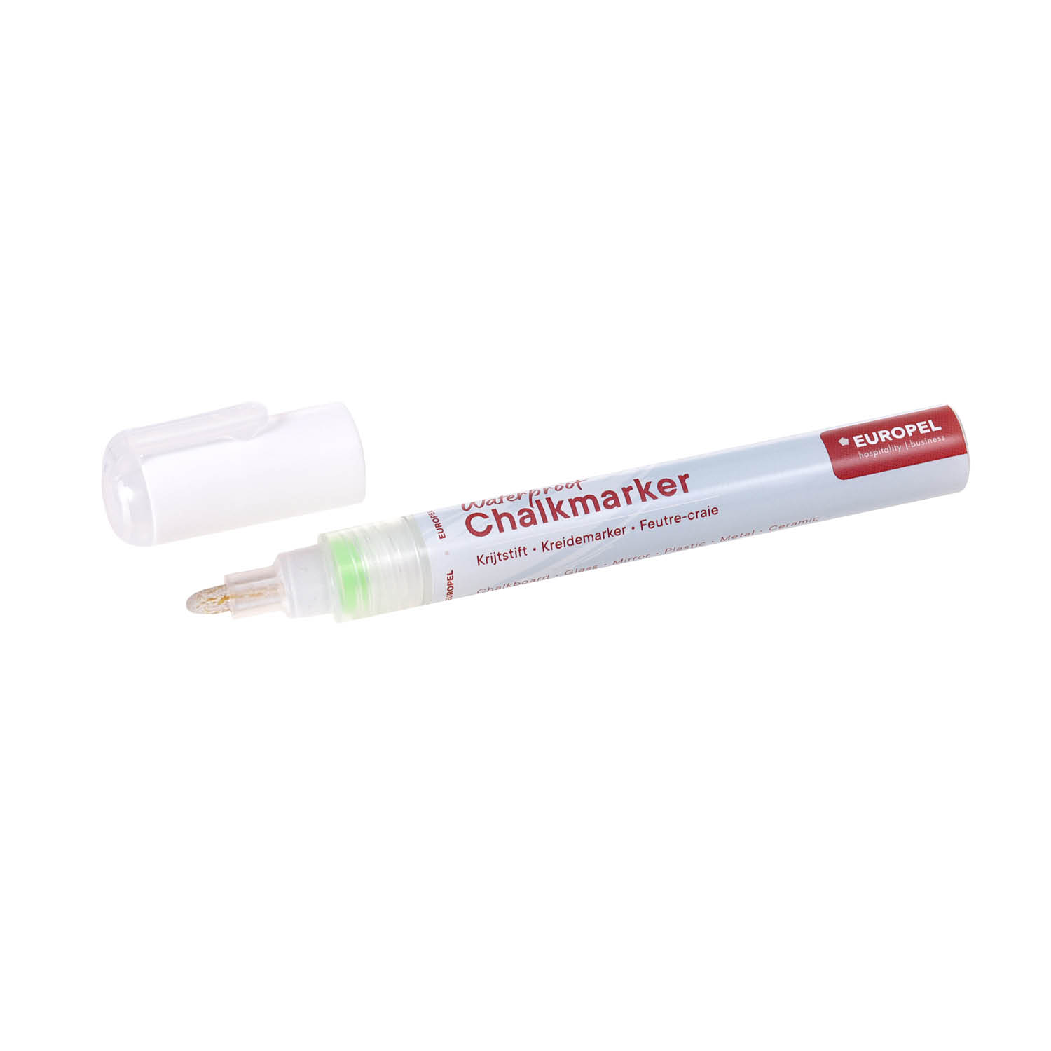 Europel Chalk Marker Waterproof 1-6 mm White Blister Card 1 pcs