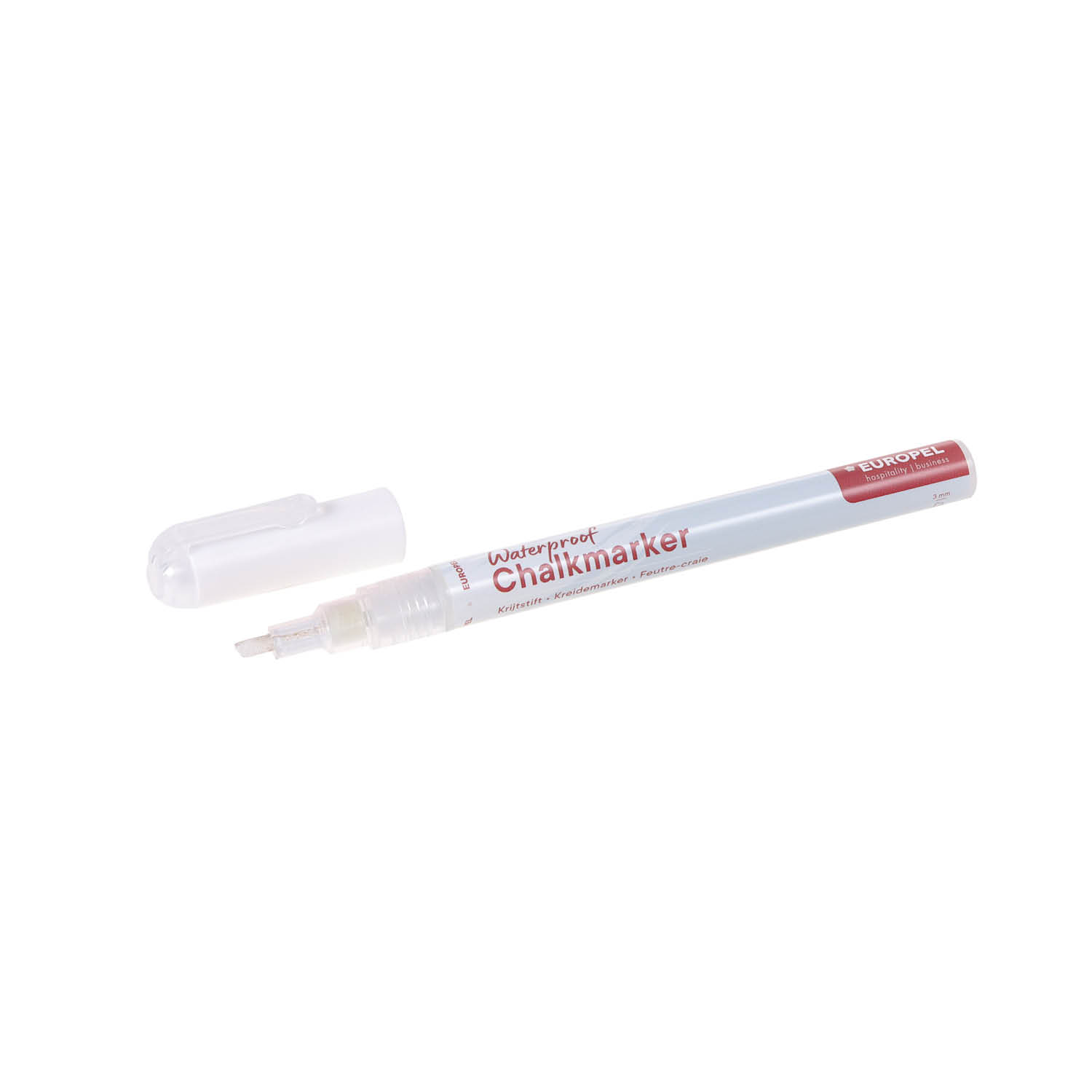 Europel Chalk Marker Waterproof 1-3 mm White Blister 1 pc