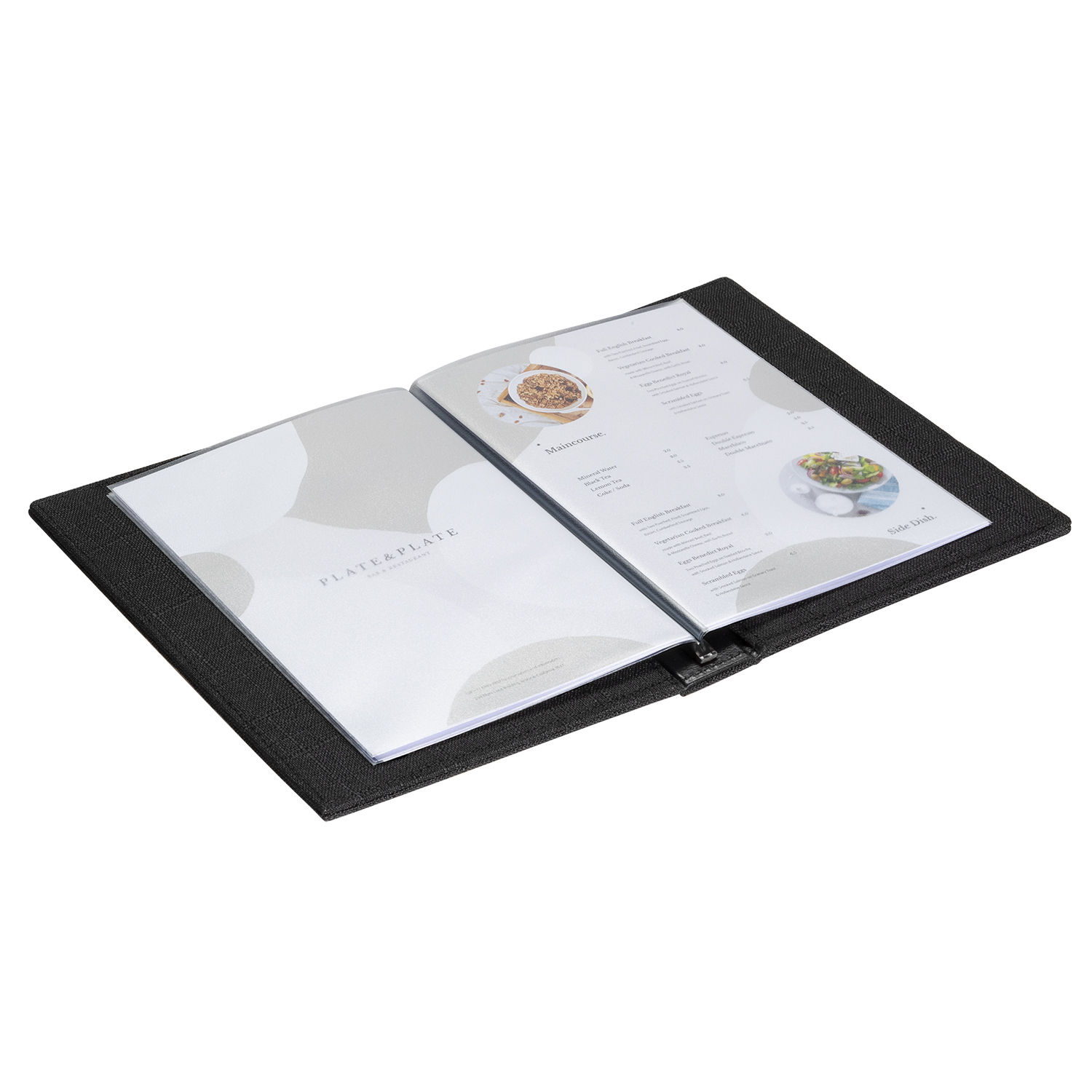 Europel Menu Holder Linen A5 6 Pockets Black